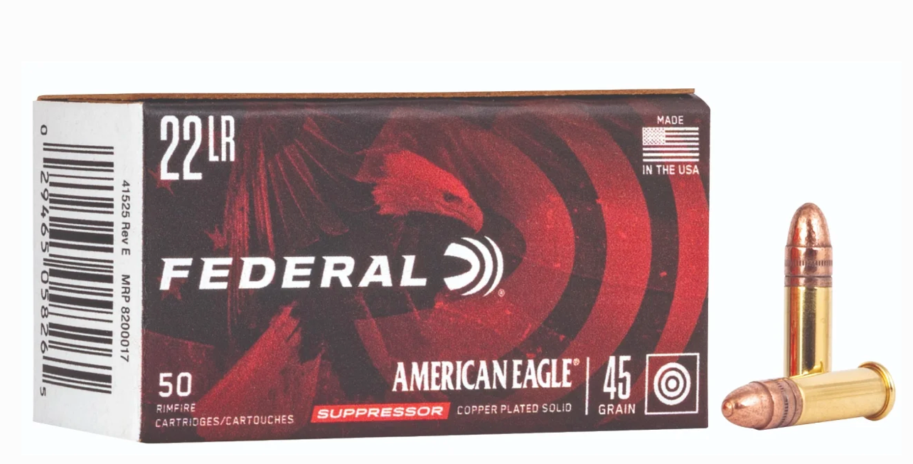 FEDERAL AMERICAN EAGLE SUPPRESSOR 22 LR 45GR SOLID