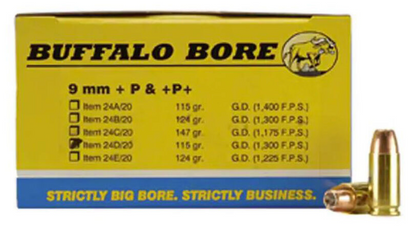 Buffalo Bore 9mm Luger +P Pistol and Handgun Ammo